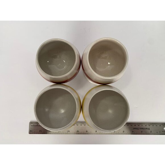 4 MCM Handmade Goblets Handpainted one pair made in Korea Yellow Red Brown - Picture 6 of 10